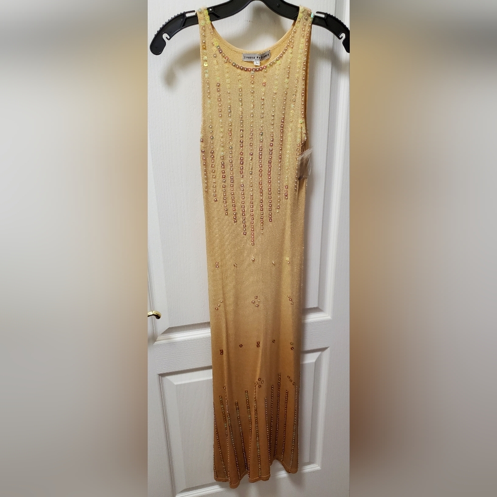 Gold Sequin Embellished Sheath Dress